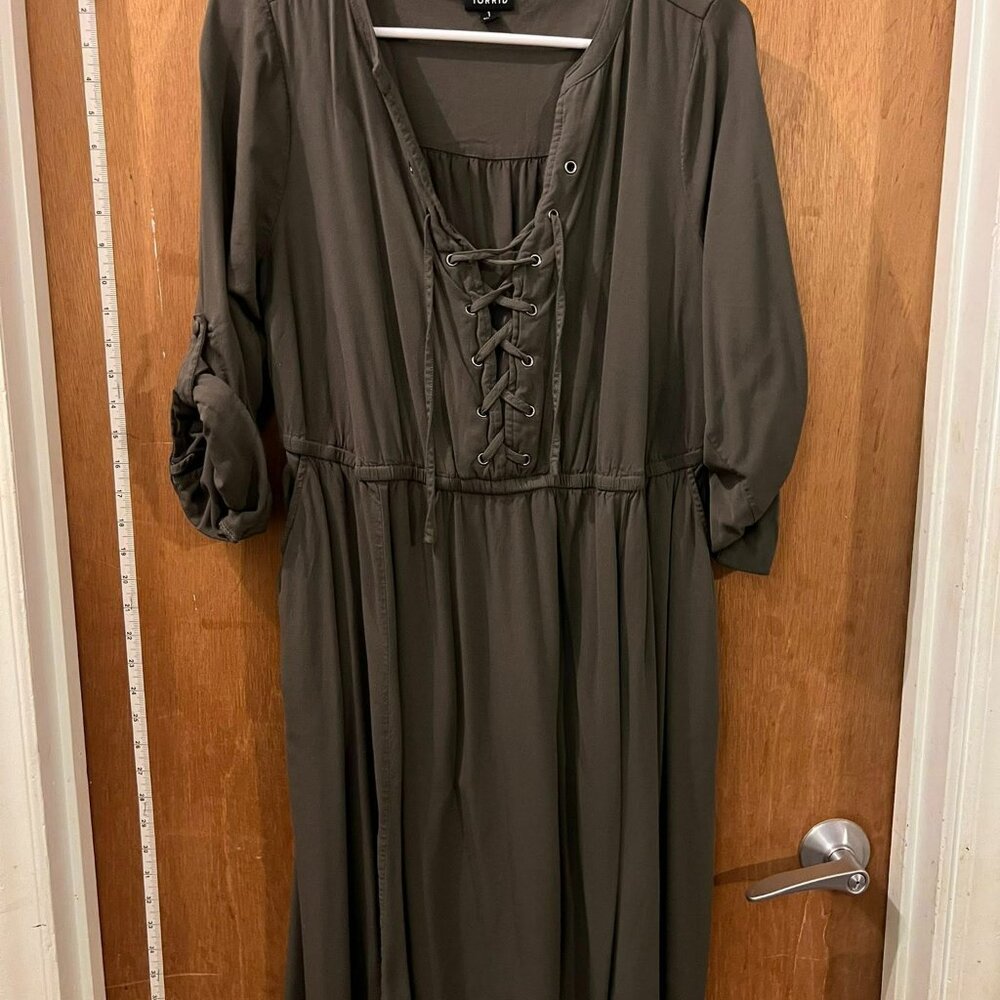 🐻Size 1(1X) - Torrid - Army Green Shirt Dress